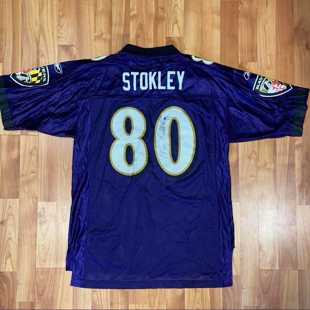 #80 Brandon Stokley Signed Baltimore Ravens Football Jersey